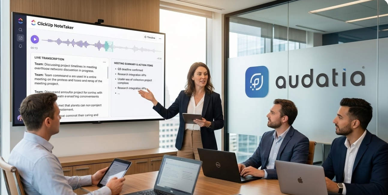 ClickUp NoteTaker Como é a IA Transcreve e Resume Suas Reuniões