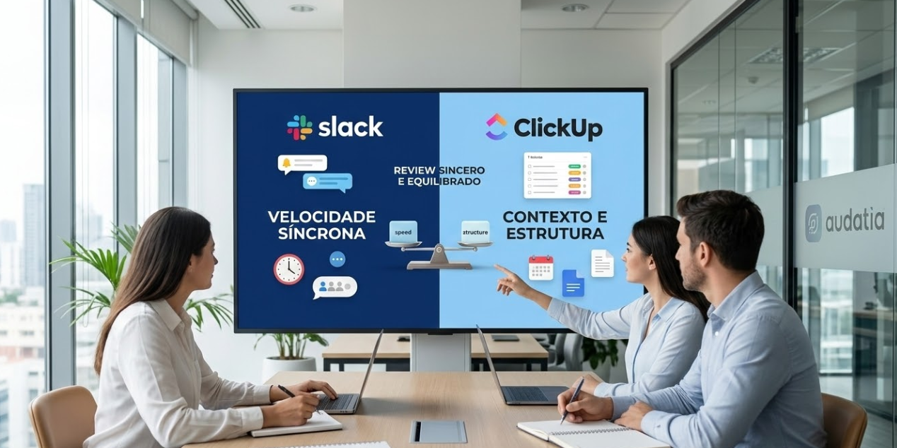 Slack vs. ClickUp Review Sincero da Comunicação Corporativa