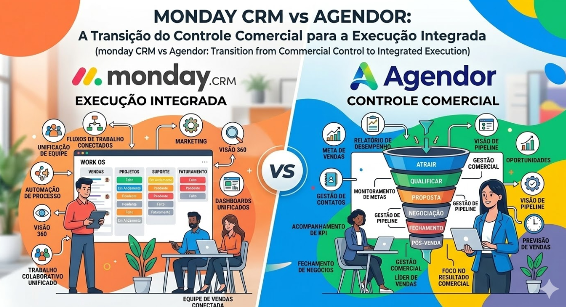 monday CRM vs Agendor A Transição do Controle Comercial para a Execução Integrada